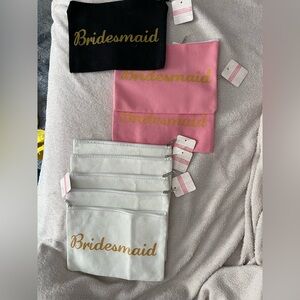 Bridesmaid Pouches Set in Pink, White, and Black